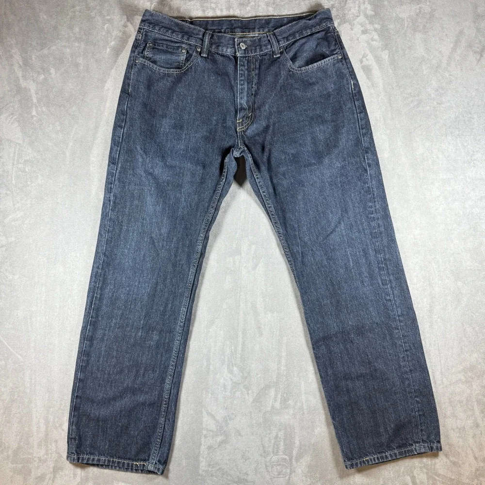 Levis 559 Mens Relaxed Straight Leg Jeans 36x32 Dark Wash Blue Denim